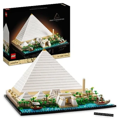 Image of LEGO Architecture Great Pyramid of Giza Set, Home Decor Model Building Kit, Gift Idea for Adults, Men, Women, Mum, Dad, Creative Activity, Famous Landmarks Collection 21058