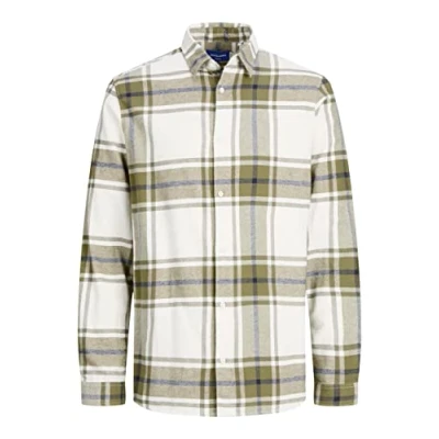 Image of JACK &amp; JONES Men&#039;s Jorjoshua Check Shirt Ls, Dusty Olive, M