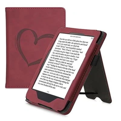 Image of kwmobile Case Compatible with Kobo Clara HD Cover for eReader Magnetic Closure Dark Red