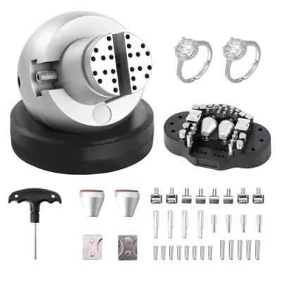 Image of VEVOR Ball Vise, 5&quot; Engraving Setting Tool, 360 Rotation Block 35 PCS Attachment Jewelry Tools Standard for Gemstone Inlay and Small Scale