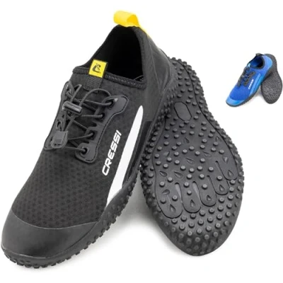 Image of Cressi Sonar Shoes Unisex Adult Water Shoe Microperforated Fabric, Black/Yellow, 9/9.5 UK (44 EU)