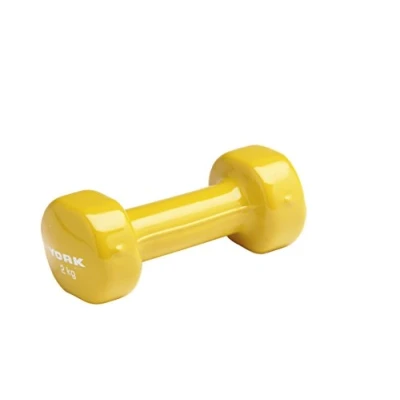 Image of York Fitness Single Vinyl Dipped Dumbbell (Fitbell), Yellow, 2 Kg