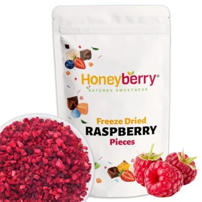 Image of Freeze Dried Raspberry Pieces 70g Premium Fruit Bits 100% Natural, No Added Sugar or Preservatives Raw Dry Grit for Baking, Cake Decorations, Yogurt, Porridge Oat, Smoothies