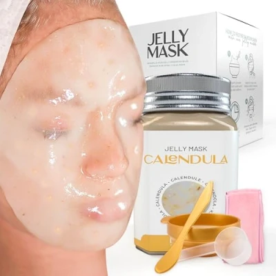 Image of BRÜUN Jelly Mask Jar Calendula Peel Off Face Care Rubber 23 fl oz Skin Moisturizing Gel Spa Set