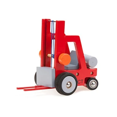 Image of New Classic Toys 10920 Wooden Forklift for Preschool Age Toddlers Boys Girls, Red