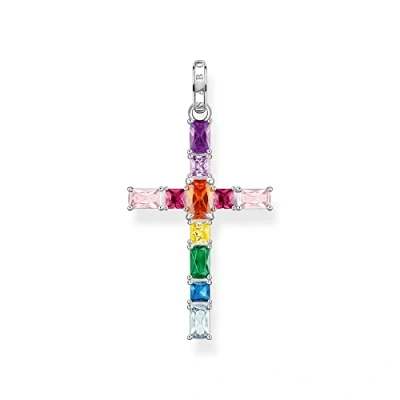 Image of Thomas Sabo Women Pendant Cross Colourful Stones Silver 925 Sterling PE939 073 7
