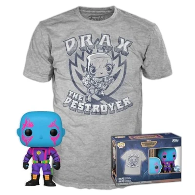 Image of Funko Pop!&amp;Tee: Guardians Of the Galaxy Drax Medium Hot Christmas T Shirt Clothes With Collectable Vinyl Figure Gift Idea Toys and Short Sleeve Top for Adults Unisex Men Women
