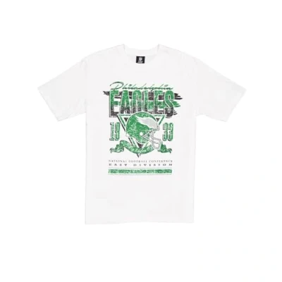 Image of PHILADELPHIA EAGLES New Era Cap NFL Oversized T Shirt Screent Print Distressed Team Graphic White Unisex