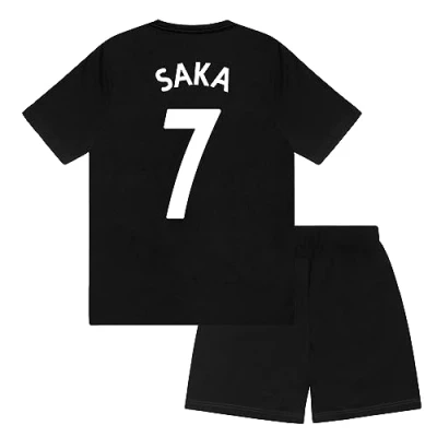 Image of Arsenal FC Boys Saka 7 Sublimation Short Pyjamas Black 12 13 Years