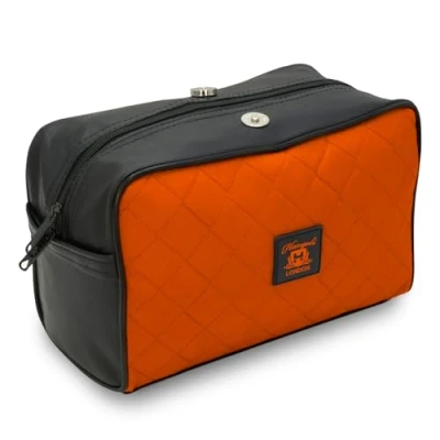 Image of Haryali London Water Resistant Leather Toiletry Bag for Men Large Travel Wash Shaving Dopp Kit Bathroom Gym Toiletries Makeup Organizer (Orange)