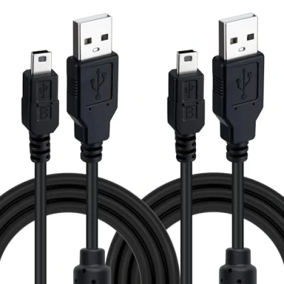 Image of Mcbazel 2 Pack Controller Charging Cable for PS3, Mini USB Power Charge Lead Playstation 3 Meter, Black