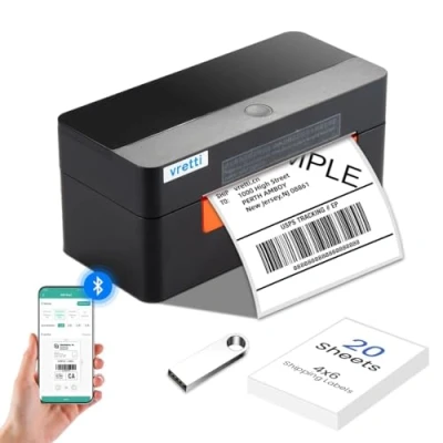 Image of vretti Bluetooth Thermal Label Printer,Shipping Printer 4x6,Postage for Address Postage Small Business,Compatible with Etsy,Shopify,eBay,Amazon,USPS,UPS