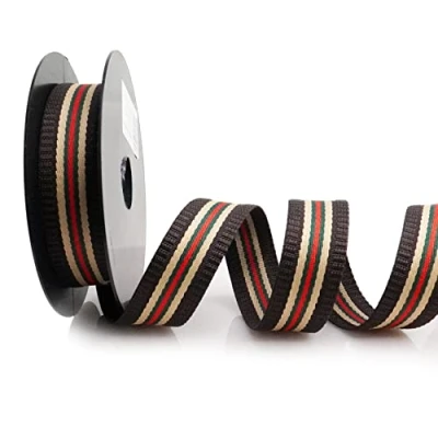 Image of Trimz Webbing, Polyester, Dark Brown, Beige Green Red, 10m x 30mm