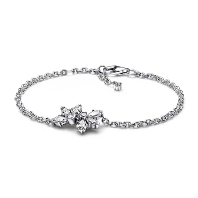 Image of Pandora Timeless Herbarium cluster sterling silver bracelet with clear cubic zirconia, 20