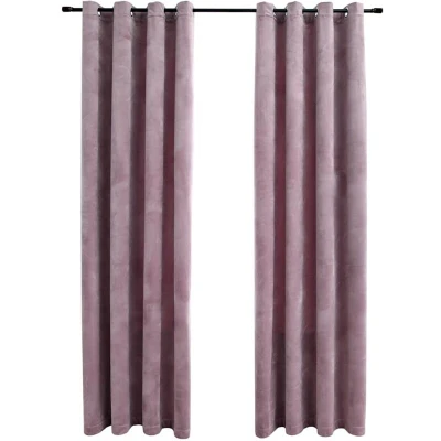Image of vidaXL Blackout Curtains with Rings 2pcs Velvet Antique Pink 140x245cm