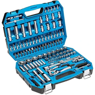 Image of Högert Technique HT1R432 112 Piece Tool Set I Socket Wrench, Bits and Accessories High Quality Alloy Cr V Steel Drop Forged Ratchet Mechanism with 72 Pawls