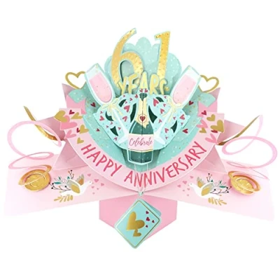 Image of 61 Years Happy 61st Anniversary Pop Up Greeting Card Love Kate&#039;s 3D Cards POP216MC61