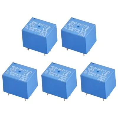 Image of Heschen PC Board Relay, JQC 3F(T73), DC5V Coil, SPDT, 7A 240VAC, 5 Pin terminals, 5Pack