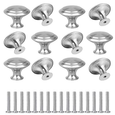 Image of YSDMY 12 Pcs Silver Round Cabinet Door Knobs,30mm Cupboard Handle,Drawer knobs with Screws,Drawer Pull Handle, Drawer Wardrobe Handles Kitchen Steel Furniture for Drawers