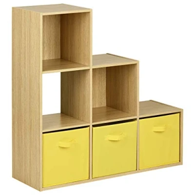 Image of Hartleys Oak 6 Cube Shelving Unit and 3 Handled Box Drawers Choice of Colour