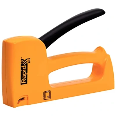 Image of Rapid Light Duty Manual Staple Gun R13 for No. 13 staples, Upholstery Tacker with Ergonomic Handle and All Steel Interior Wear Parts, Made in Sweden (20443901), Orange/Black