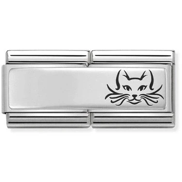 Image of Nomination Silver shine Double Cat Charm
