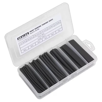 Image of Sealey Heat Shrink Tubing Assortment 95pc 100mm Black
