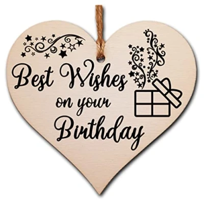 Image of Handmade Wooden Hanging Heart Plaque Gift for Someone Special Birthday Keepsake