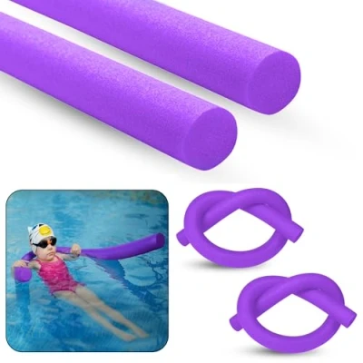 Image of ASAB Swimming Pool Noodle Swim Aid, Aqua Aerobics, Exercise Float Aid Vertical Flexible, Soft &amp; Durable Foam Sticks Support For Kids and Adults Training (PURPLE 2 PACK)