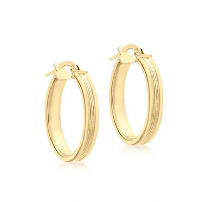 Image of Carissima Gold Women&#039;s 9ct Yellow Ribbed Oval Creole Earrings