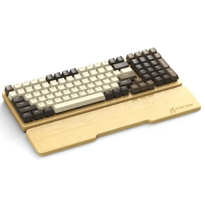Image of Attack Shark 98 Keys Bamboo Wrist Rest,Ergonomic Palm Rest Support for Comfortable Typing &amp; Gaming,Eco Friendly,Moisture Resistant,Wooden Feel,Non Slip,Relieve Pain,for Compact Mechanical Keyboard