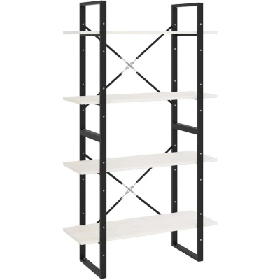 Image of vidaXL 4 Tier Book Cabinet White 80x30x140 cm Solid Pine Wood