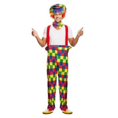 Image of ADULT MENS RAINBOW COLOURED CLOWN COSTUME ONE SIZE FITS 44&#039;&#039; CHEST