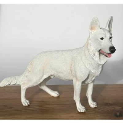 Image of Animal Crackers leonardo Collection White Alsatian German Shepherd Dog ornament, quality lifelike figurine, gift boxed