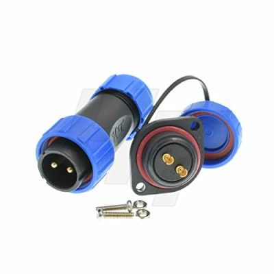Image of HangTon HE21 2 Pin Circular Connector Waterproof IP68 Aviation Cable Wire Plug Panel Mount Socket, 500V 30A Power Capacity