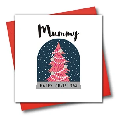 Image of Embellished Christmas Greeting Card, Mummy Happy Christmas, Snow Globe