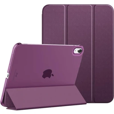 Image of SU for iPad 10th Generation Case 2022, Slim Stand Hard PC Translucent Back Shell Smart Cover Gen 10.9 inch Support Touch ID, Auto Wake/Sleep (Purple)