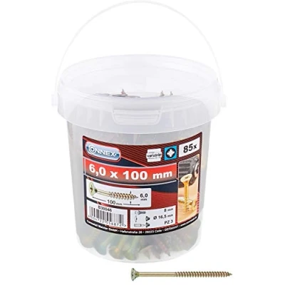 Image of CONNEX B30046 Uni Screws in Bucket 6,0x100 a85, 6,0 x 100 mm (85 Stück)