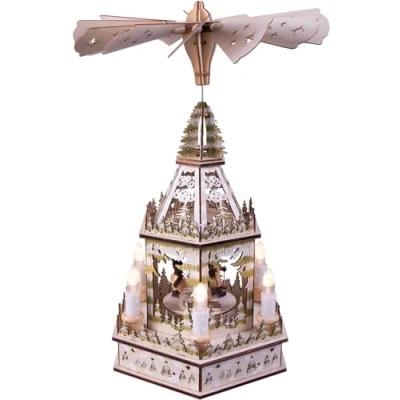 Image of St Helens Home &amp; Garden Battery Powered Wooden Christmas Pyramid with 6 LED Lights