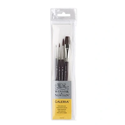 Image of Winsor &amp; Newton, Galeria Acrylic Brush, Short Handle, Pack of 4
