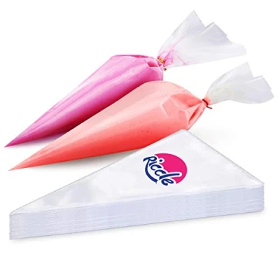 Image of TELEGLO Disposable Piping Bags 100 Pieces 12 Inch Heavy Duty Anti Burst Pastry for Cream Icing Frosting Cookie Cake Decorating Supplies