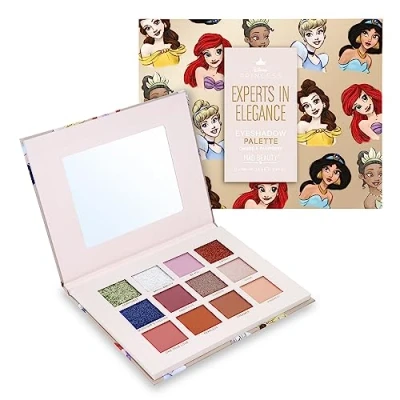 Image of Pure Princess Eyeshadow (Mixed) MAD BEAUTY Disney Twelve Shade Palette With Mirror, Self Care Cosmetic Gift, Belle, Ariel, Tiana, Cinderella, Jasmine