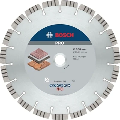 Image of Bosch 1x PRO Stone Diamond Cutting Disc for Bore 25.4 and Table Petrol Saws (for Soft stone, Hard Ø 300 mm, Professional Accessory Circular Saw, Saw)