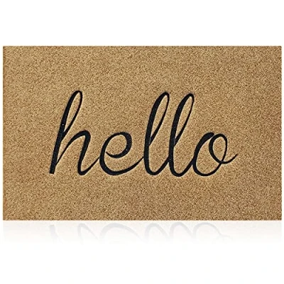 Image of AOAOPQ Hello Doormat Welcome Door Mat Outdoor with Natural Rubber Backing,Non slip Indoor for Front Entrance Kitchen Hallway Easy to Clean Mats