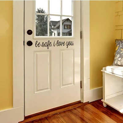 Image of N.SunForest Door Decal Modern Farmhouse Style for Front Decals Vinyl 23.5&quot; W x 4.3&quot; H Be Safe I Love You