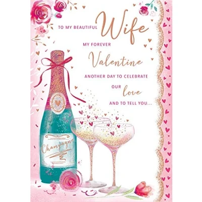 Image of Regal Publishing Modern Decorative Valentines Card Wife 10 x 7 inches