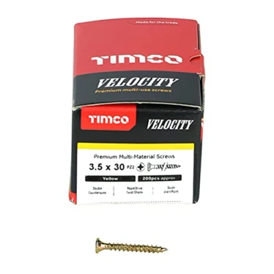 Image of TIMco 35030VY PZ2 CSK ZYP Velocity Screw 3.5 x 30 Yellow (Box of 200)