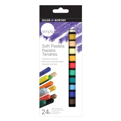 Image of DALER ROWNEY Simply Soft Pastels 24 x Assorted Colours Set, Drawing Art Supplies, Ideal for Entry Level Artists &amp; Hobbyists