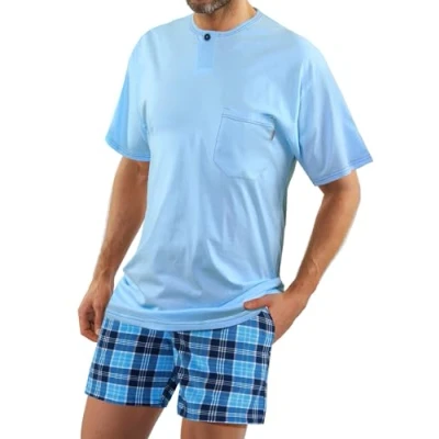 Image of Sesto Senso Mens Pjs Set Cotton Pyjama Short Sleeve Top &amp; Bottom Sleepwear Nightwear XL 2629/13