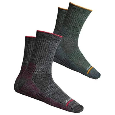 Image of vitsocks Men&#039;s Merino Wool HIKING WALKING Boot Socks Thick Anti Blister Breathable Warm, 2 pack: olive grey, 9 11.5